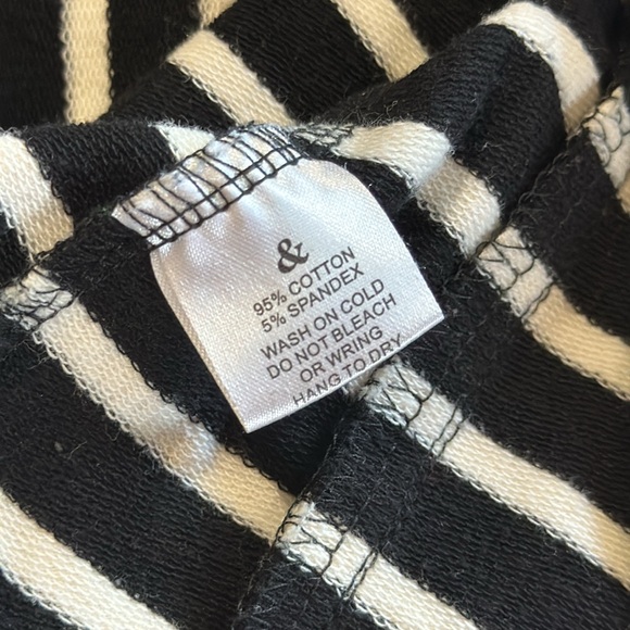 Ampersand Double Hoodie Black White Gray Stripe Baseball Style Tunic Sweatshirt - Picture 8 of 13